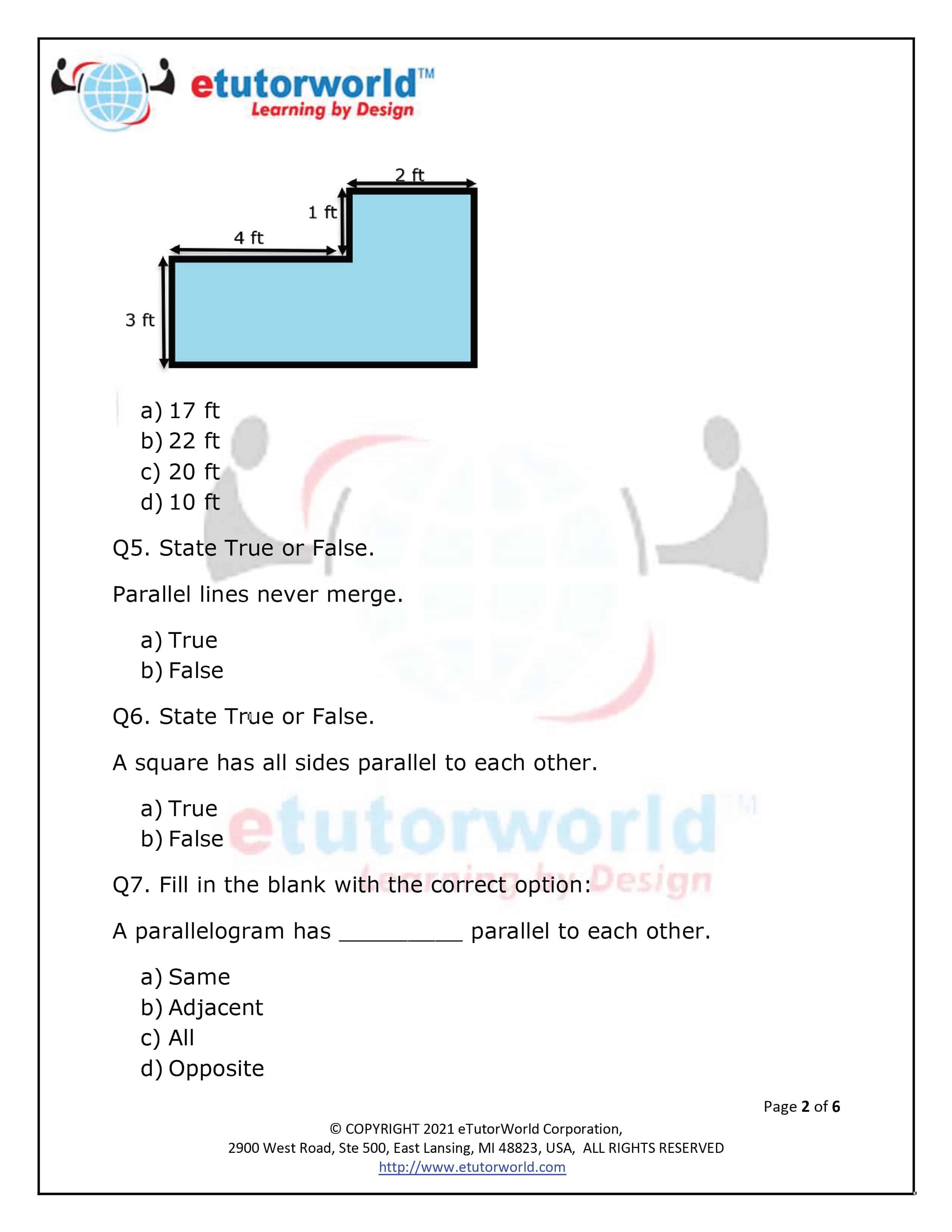 5th Grade Math Worksheet - Sample Page 1