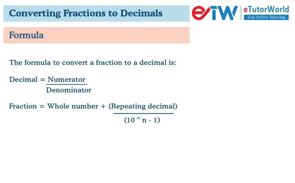 Converting Fractions to Decimals Formula
